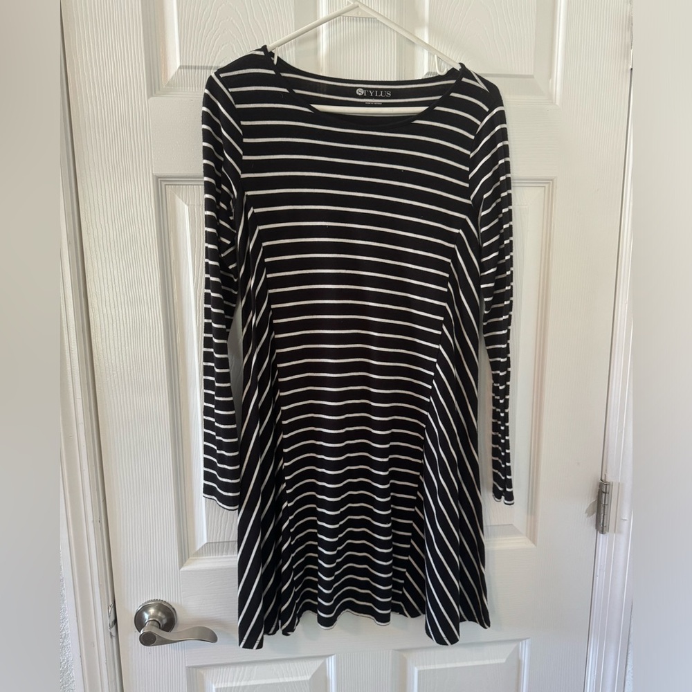 Black and white stripped dress